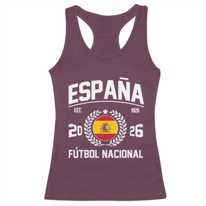 Spain 2026 Soccer Football Fan Spanish Flag Racerback Tank Top TS14 Maroon Print Your Wear