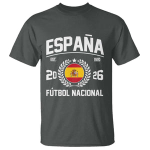 Spain 2026 Soccer Football Fan Spanish Flag T Shirt TS14 Dark Heather Print Your Wear