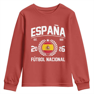 Spain 2026 Soccer Football Fan Spanish Flag Youth Sweatshirt TS14 Red Print Your Wear