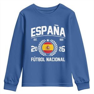 Spain 2026 Soccer Football Fan Spanish Flag Youth Sweatshirt TS14 Royal Blue Print Your Wear