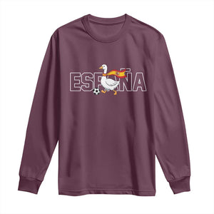Espana Spain Soccer Football Long Sleeve Shirt Silly Goose Spanish Flag Fan Supporter TS14 Maroon Print Your Wear