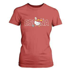 Espana Spain Soccer Football T Shirt For Women Silly Goose Spanish Flag Fan Supporter TS14 Red Print Your Wear