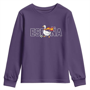 Espana Spain Soccer Football Youth Sweatshirt Silly Goose Spanish Flag Fan Supporter TS14 Purple Print Your Wear