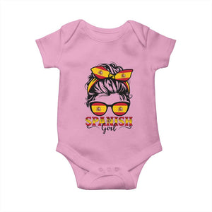 Espana Spain Messy Bun Girl Spanish Flag Baby Onesie TS14 Light Pink Print Your Wear