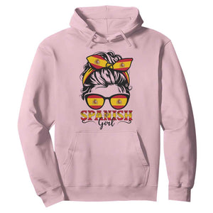 Espana Spain Messy Bun Girl Spanish Flag Hoodie TS14 Light Pink Print Your Wear