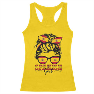 Espana Spain Messy Bun Girl Spanish Flag Racerback Tank Top TS14 Daisy Print Your Wear