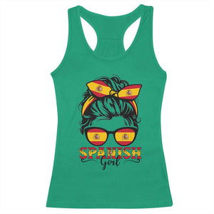 Espana Spain Messy Bun Girl Spanish Flag Racerback Tank Top TS14 Irish Green Print Your Wear