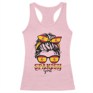 Espana Spain Messy Bun Girl Spanish Flag Racerback Tank Top TS14 Light Pink Print Your Wear