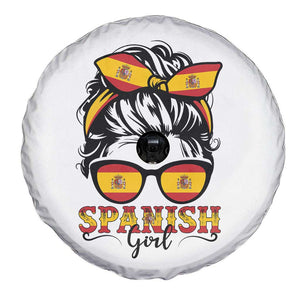 Espana Spain Messy Bun Girl Spanish Flag Spare Tire Cover TS14 Print Your Wear