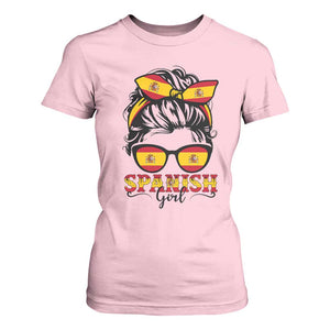 Espana Spain Messy Bun Girl Spanish Flag T Shirt For Women TS14 Light Pink Print Your Wear