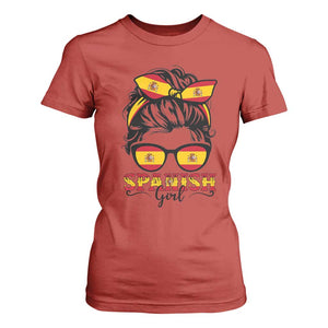 Espana Spain Messy Bun Girl Spanish Flag T Shirt For Women TS14 Red Print Your Wear