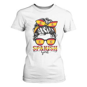 Espana Spain Messy Bun Girl Spanish Flag T Shirt For Women TS14 White Print Your Wear