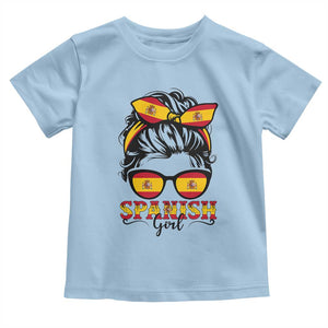 Espana Spain Messy Bun Girl Spanish Flag Toddler T Shirt TS14 Light Blue Print Your Wear