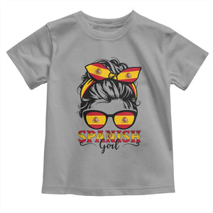 Espana Spain Messy Bun Girl Spanish Flag Toddler T Shirt TS14 Sport Gray Print Your Wear