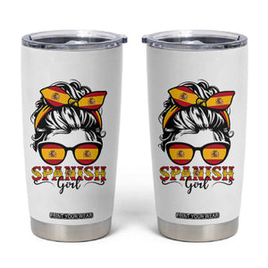 Espana Spain Messy Bun Girl Spanish Flag Tumbler Cup TS14 White Print Your Wear