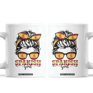 Espana Spain Messy Bun Girl Spanish Flag Coffee Mug TS14 White Print Your Wear
