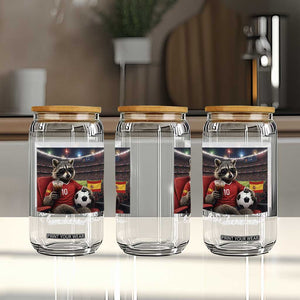 Espana Spain Soccer Football Fan Spanish Flag Glass Can Funny Raccoon I Live Here Now TS14 Print Your Wear