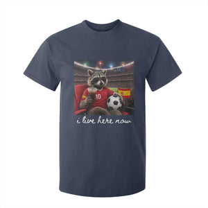 Espana Spain Soccer Football Fan Spanish Flag T Shirt For Kid Funny Raccoon I Live Here Now TS14 Navy Print Your Wear