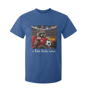 Espana Spain Soccer Football Fan Spanish Flag T Shirt For Kid Funny Raccoon I Live Here Now TS14 Royal Blue Print Your Wear