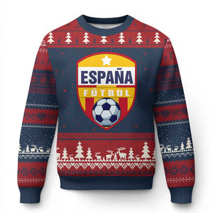 Espana Spain Soccer Football Fan Spanish Flag Ugly Christmas Sweater TS14 Navy Red Print Your Wear