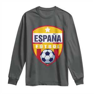 Espana Spain Soccer Football Fan Spanish Flag Long Sleeve Shirt TS14 Dark Heather Print Your Wear
