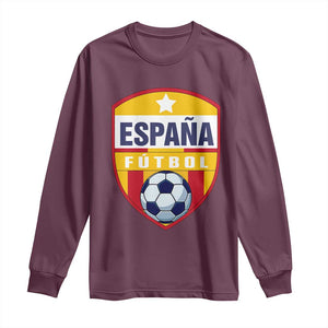 Espana Spain Soccer Football Fan Spanish Flag Long Sleeve Shirt TS14 Maroon Print Your Wear