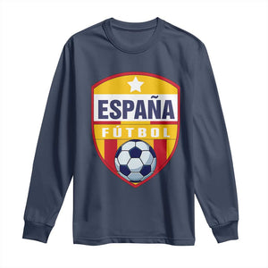 Espana Spain Soccer Football Fan Spanish Flag Long Sleeve Shirt TS14 Navy Print Your Wear