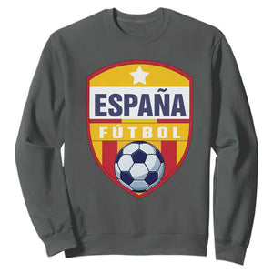 Espana Spain Soccer Football Fan Spanish Flag Sweatshirt TS14 Dark Heather Print Your Wear