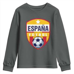 Espana Spain Soccer Football Fan Spanish Flag Youth Sweatshirt TS14 Dark Heather Print Your Wear