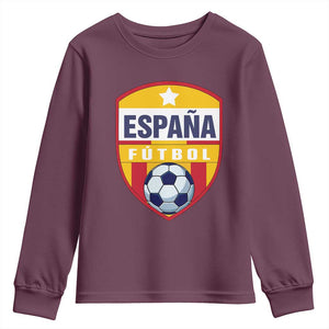 Espana Spain Soccer Football Fan Spanish Flag Youth Sweatshirt TS14 Maroon Print Your Wear