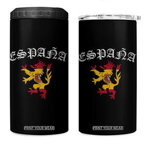 Espana Spain Lion Spanish Flag Spaniard Pride 4 in 1 Can Cooler Tumbler TS14 One Size: 16 oz Black Print Your Wear