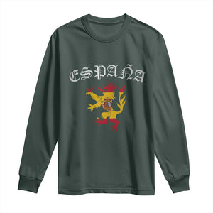 Espana Spain Lion Spanish Flag Spaniard Pride Long Sleeve Shirt TS14 Dark Forest Green Print Your Wear
