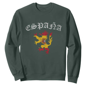 Espana Spain Lion Spanish Flag Spaniard Pride Sweatshirt TS14 Dark Forest Green Print Your Wear