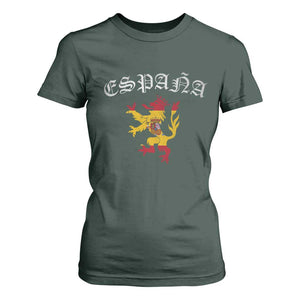 Espana Spain Lion Spanish Flag Spaniard Pride T Shirt For Women TS14 Dark Forest Green Print Your Wear