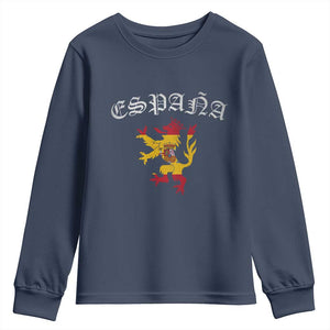 Espana Spain Lion Spanish Flag Spaniard Pride Youth Sweatshirt TS14 Navy Print Your Wear