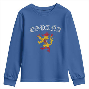 Espana Spain Lion Spanish Flag Spaniard Pride Youth Sweatshirt TS14 Royal Blue Print Your Wear