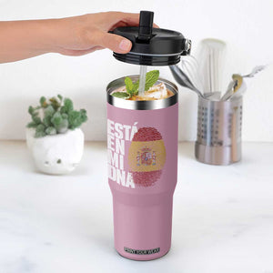 It's in My DNA Espana Spain Spanish Flag Pride Flip Straw Tumbler TS14 One Size: 30 oz Light Pink Print Your Wear