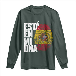 It's in My DNA Espana Spain Spanish Flag Pride Long Sleeve Shirt TS14 Dark Forest Green Print Your Wear