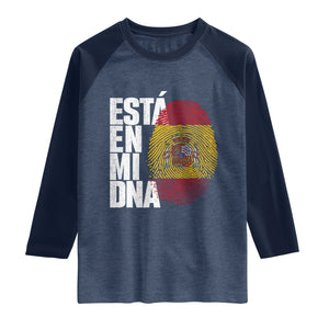 It's in My DNA Espana Spain Spanish Flag Pride Raglan Shirt TS14 Heather Denim Navy Print Your Wear