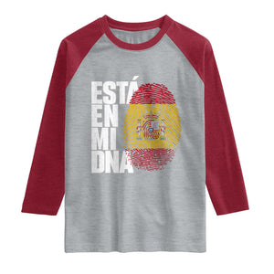 It's in My DNA Espana Spain Spanish Flag Pride Raglan Shirt TS14 Heather Gray Heather Red Print Your Wear