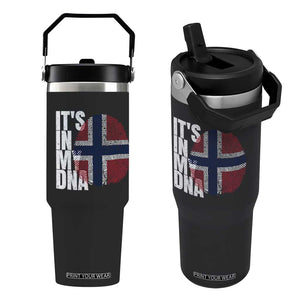 It's in My DNA Norway Norwegian Flag Pride Flip Straw Tumbler TS14 One Size: 30 oz Black Print Your Wear