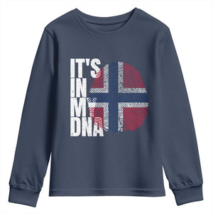 It's in My DNA Norway Norwegian Flag Pride Youth Sweatshirt TS14 Navy Print Your Wear