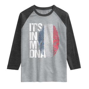 It's in My DNA France French Flag Raglan Shirt TS14 Heather Gray Heather Charcoal Print Your Wear