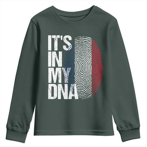 It's in My DNA France French Flag Youth Sweatshirt TS14 Dark Forest Green Print Your Wear