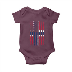 Norwegian Roots Half American Flag USA Norway Pride Baby Onesie TS14 Maroon Print Your Wear