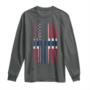 Norwegian Roots Half American Flag USA Norway Pride Long Sleeve Shirt TS14 Dark Heather Print Your Wear