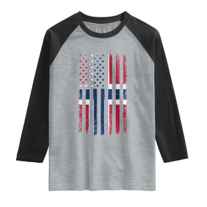 Norwegian Roots Half American Flag USA Norway Pride Raglan Shirt TS14 Heather Gray Black Print Your Wear
