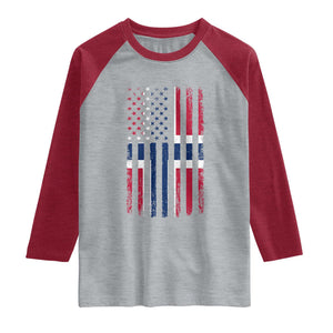 Norwegian Roots Half American Flag USA Norway Pride Raglan Shirt TS14 Heather Gray Heather Red Print Your Wear