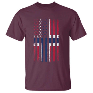 Norwegian Roots Half American Flag USA Norway Pride T Shirt TS14 Maroon Print Your Wear