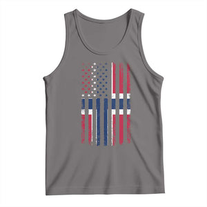 Norwegian Roots Half American Flag USA Norway Pride Tank Top TS14 Deep Heather Print Your Wear